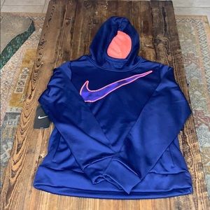 NWT Nike Therma Dri-fit hoodie in navy and coral